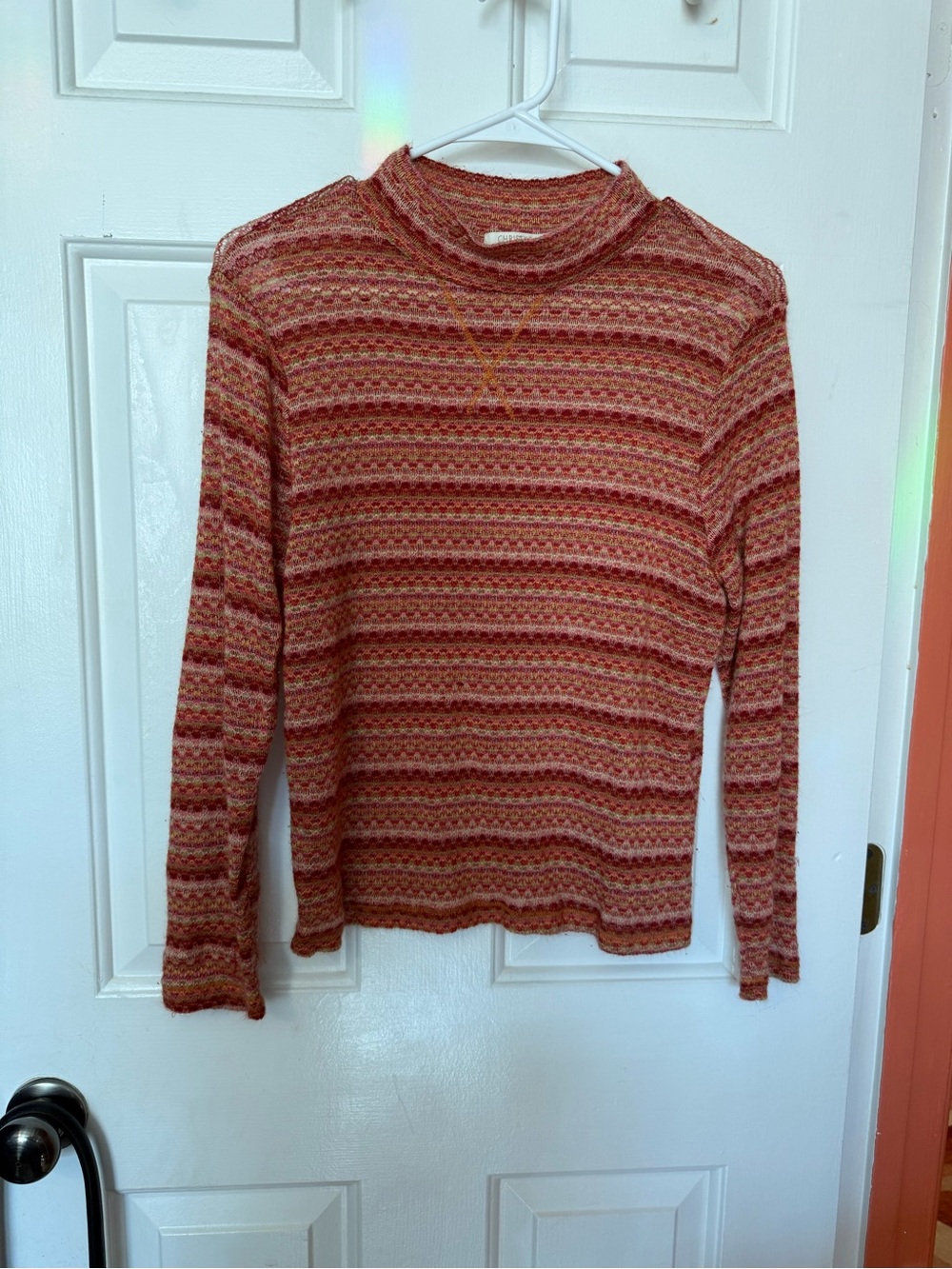 Christy Dawn Women’s Striped Mock Neck Long-Sleeve Top - Rust Pink